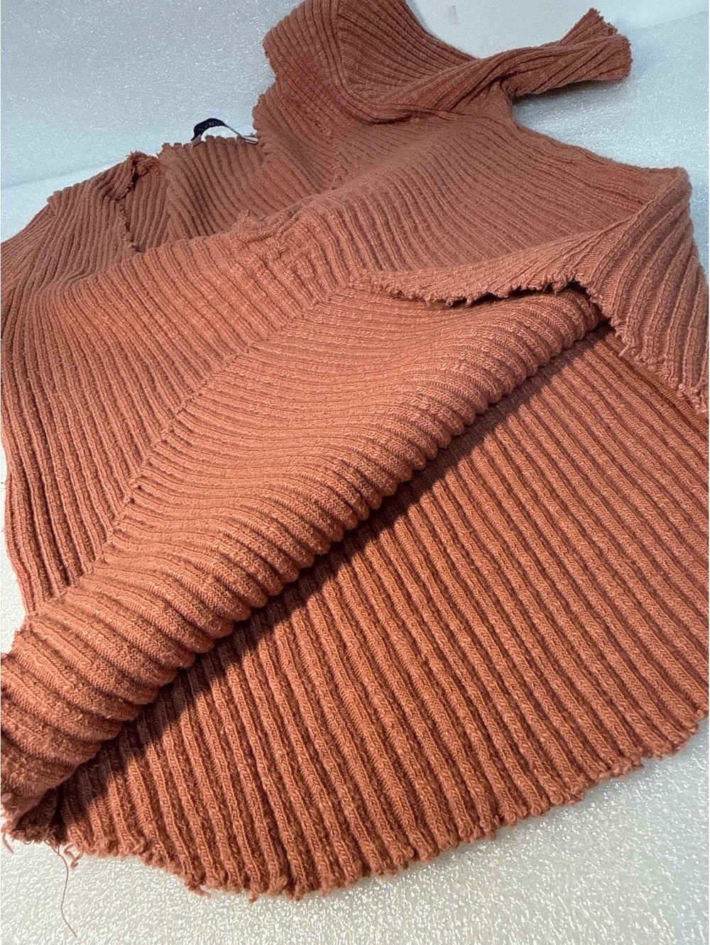 Zara Trafaluc Rust Ribbed Ruched V-Neck Short Sleeve Top Size M - Picture 6 of 7